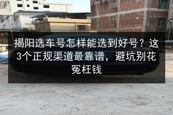 揭阳选车号怎样能选到好号?这3个正规渠道最靠谱,避坑别花冤枉钱 第3张 揭阳选车号怎样能选到好号?这3个正规渠道最靠谱,避坑别花冤枉钱 第3张