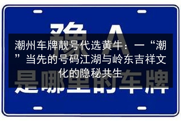 潮州车牌靓号代选黄牛:一“潮”当先的号码江湖与岭东吉祥文化的隐秘共生 第3张 潮州车牌靓号代选黄牛:一“潮”当先的号码江湖与岭东吉祥文化的隐秘共生 第3张