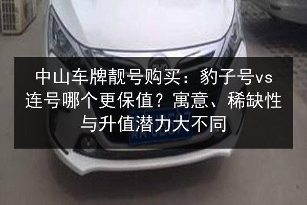 中山车牌靓号购买：豹子号vs连号哪个更保值？寓意、稀缺性与升值潜力大不同