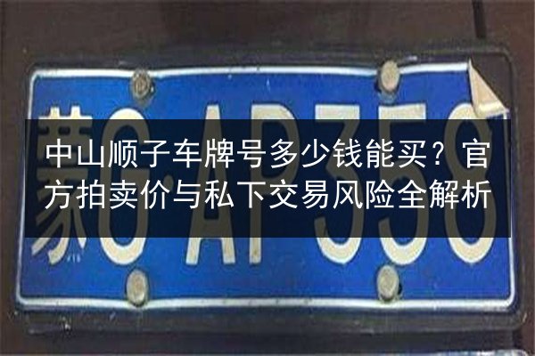 中山顺子车牌号多少钱能买？官方拍卖价与私下交易风险全解析 第3张