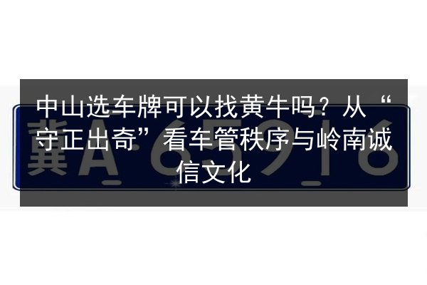 中山选车牌可以找黄牛吗？从“守正出奇”看车管秩序与岭南诚信文化 第3张