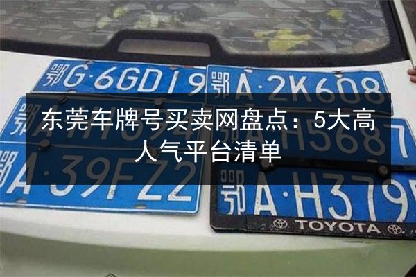 东莞车牌号买卖网盘点：5大高人气平台清单 第2张