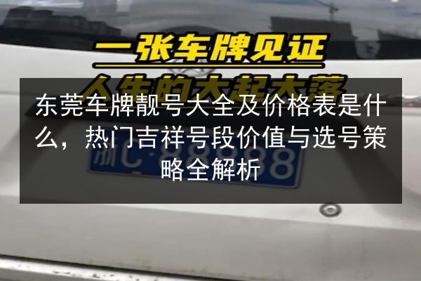 东莞车牌靓号大全及价格表是什么，热门吉祥号段价值与选号策略全解析