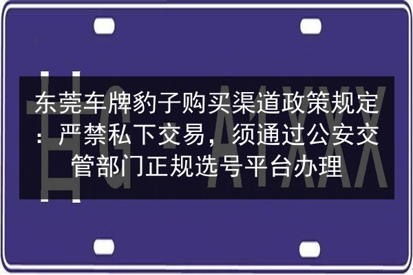 东莞车牌豹子购买渠道政策规定:严禁私下交易,须通过公安交管部门正规选号平台办理 第2张 东莞车牌豹子购买渠道政策规定:严禁私下交易,须通过公安交管部门正规选号平台办理 第2张