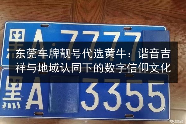 东莞车牌靓号代选黄牛：谐音吉祥与地域认同下的数字信仰文化 第2张