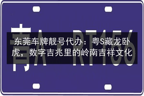 东莞车牌靓号代办:粤S藏龙卧虎,数字吉兆里的岭南吉祥文化 第2张 东莞车牌靓号代办:粤S藏龙卧虎,数字吉兆里的岭南吉祥文化 第2张