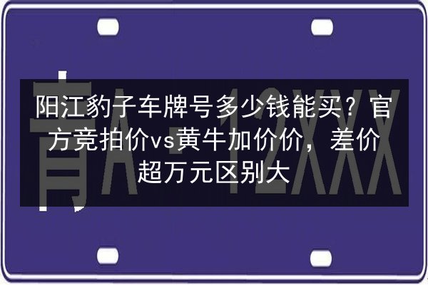 阳江豹子车牌号多少钱能买？官方竞拍价vs黄牛加价价，差价超万元区别大