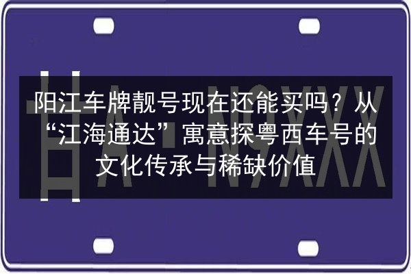 阳江车牌靓号现在还能买吗？从“江海通达”寓意探粤西车号的文化传承与稀缺价值 第3张