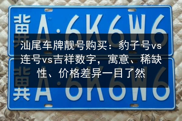 汕尾车牌靓号购买:豹子号vs连号vs吉祥数字,寓意、稀缺性、价格差异一目了然 第3张 汕尾车牌靓号购买:豹子号vs连号vs吉祥数字,寓意、稀缺性、价格差异一目了然 第3张