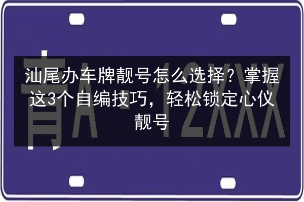 汕尾办车牌靓号怎么选择？掌握这3个自编技巧，轻松锁定心仪靓号 第3张