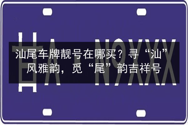 汕尾车牌靓号在哪买?寻“汕”风雅韵,觅“尾”韵吉祥号 第2张 汕尾车牌靓号在哪买?寻“汕”风雅韵,觅“尾”韵吉祥号 第2张
