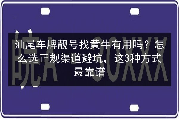汕尾车牌靓号找黄牛有用吗？怎么选正规渠道避坑，这3种方式最靠谱 第3张