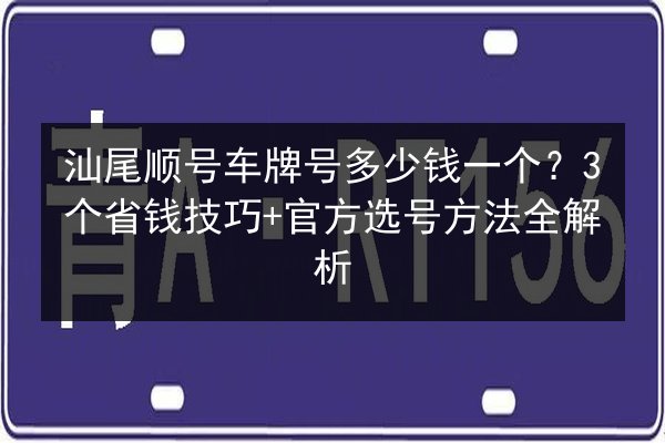 汕尾顺号车牌号多少钱一个?3个省钱技巧+官方选号方法全解析 第3张 汕尾顺号车牌号多少钱一个?3个省钱技巧+官方选号方法全解析 第3张