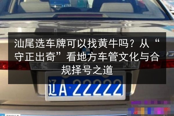 汕尾选车牌可以找黄牛吗?从“守正出奇”看地方车管文化与合规择号之道 第2张 汕尾选车牌可以找黄牛吗?从“守正出奇”看地方车管文化与合规择号之道 第2张