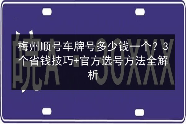 梅州顺号车牌号多少钱一个？3个省钱技巧+官方选号方法全解析 第1张