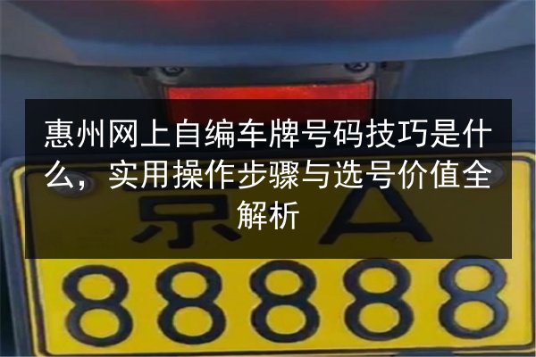 惠州网上自编车牌号码技巧是什么,实用操作步骤与选号价值全解析 第2张 惠州网上自编车牌号码技巧是什么,实用操作步骤与选号价值全解析 第2张