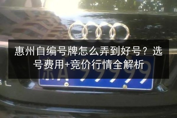 惠州自编号牌怎么弄到好号？选号费用+竞价行情全解析 第2张