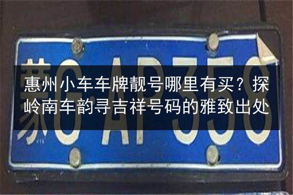 惠州小车车牌靓号哪里有买？探岭南车韵寻吉祥号码的雅致出处 第2张