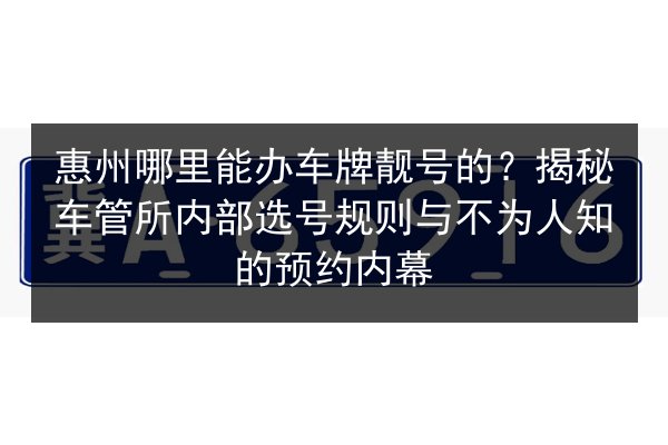 惠州哪里能办车牌靓号的？揭秘车管所内部选号规则与不为人知的预约内幕 第3张