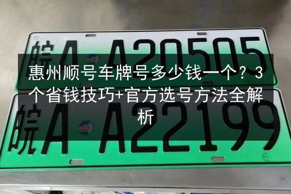 惠州顺号车牌号多少钱一个？3个省钱技巧+官方选号方法全解析 第3张