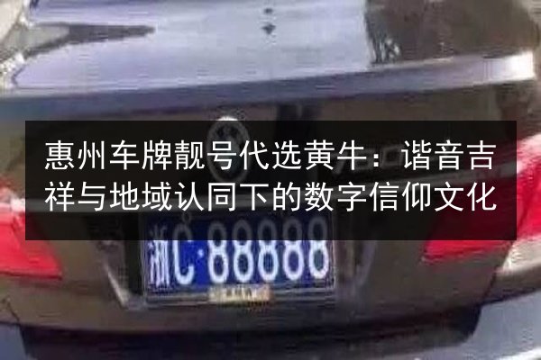 惠州车牌靓号代选黄牛：谐音吉祥与地域认同下的数字信仰文化 第3张