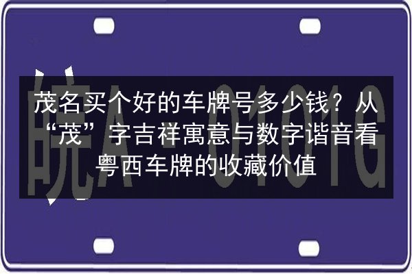 茂名买个好的车牌号多少钱？从“茂”字吉祥寓意与数字谐音看粤西车牌的收藏价值 第3张