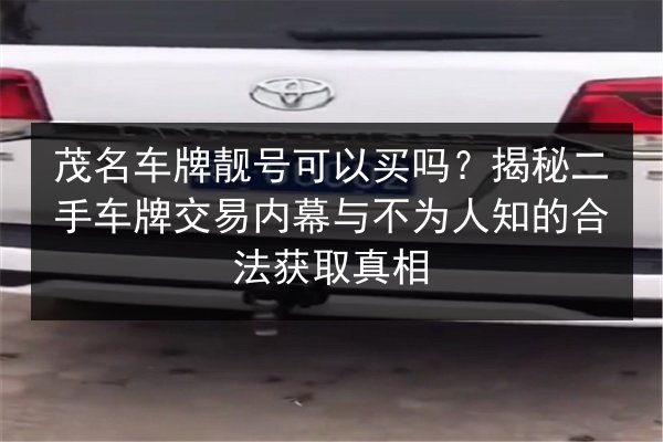茂名车牌靓号可以买吗?揭秘二手车牌交易内幕与不为人知的合法获取真相 第2张 茂名车牌靓号可以买吗?揭秘二手车牌交易内幕与不为人知的合法获取真相 第2张