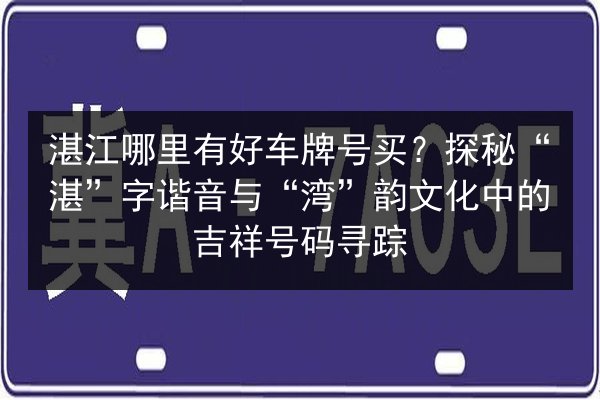 湛江哪里有好车牌号买?探秘“湛”字谐音与“湾”韵文化中的吉祥号码寻踪 第1张 湛江哪里有好车牌号买?探秘“湛”字谐音与“湾”韵文化中的吉祥号码寻踪 第1张