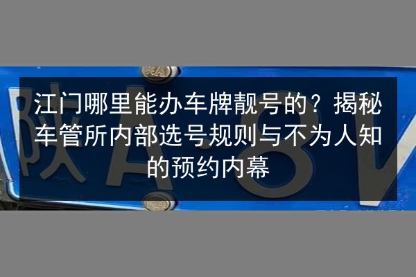 江门哪里能办车牌靓号的?揭秘车管所内部选号规则与不为人知的预约内幕 第2张 江门哪里能办车牌靓号的?揭秘车管所内部选号规则与不为人知的预约内幕 第2张