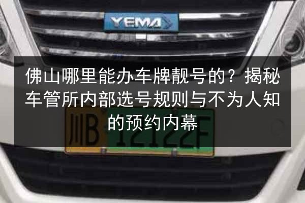 佛山哪里能办车牌靓号的?揭秘车管所内部选号规则与不为人知的预约内幕 第2张 佛山哪里能办车牌靓号的?揭秘车管所内部选号规则与不为人知的预约内幕 第2张