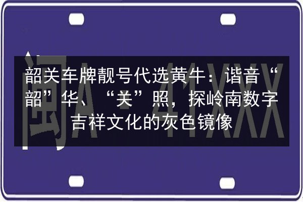 韶关车牌靓号代选黄牛：谐音“韶”华、“关”照，探岭南数字吉祥文化的灰色镜像 第3张