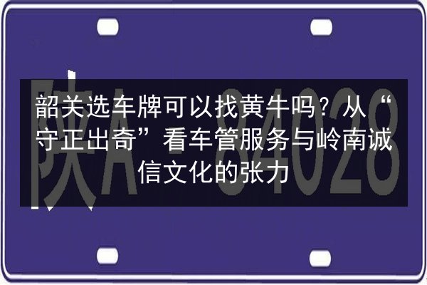 韶关选车牌可以找黄牛吗?从“守正出奇”看车管服务与岭南诚信文化的张力 第3张 韶关选车牌可以找黄牛吗?从“守正出奇”看车管服务与岭南诚信文化的张力 第3张