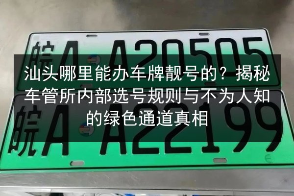 汕头哪里能办车牌靓号的？揭秘车管所内部选号规则与不为人知的绿色通道真相 第2张