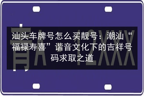 汕头车牌号怎么买靓号：潮汕“福禄寿喜”谐音文化下的吉祥号码求取之道 第3张
