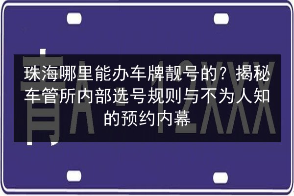 珠海哪里能办车牌靓号的？揭秘车管所内部选号规则与不为人知的预约内幕 第3张