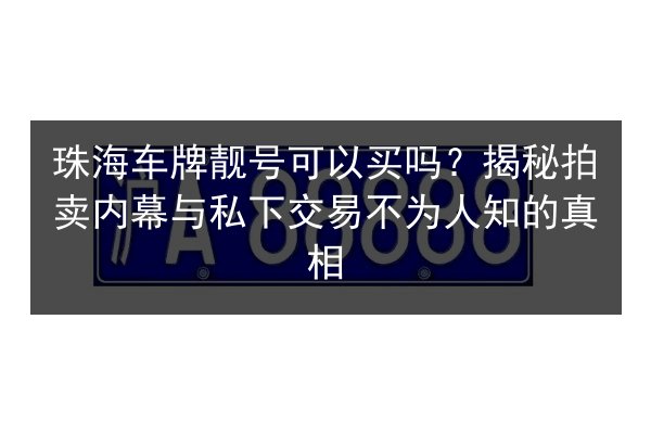珠海车牌靓号可以买吗?揭秘拍卖内幕与私下交易不为人知的真相 第3张 珠海车牌靓号可以买吗?揭秘拍卖内幕与私下交易不为人知的真相 第3张