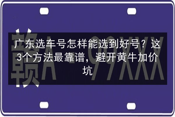 广东选车号怎样能选到好号？这3个方法最靠谱，避开黄牛加价坑 第3张