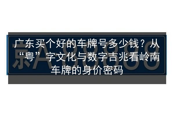 广东买个好的车牌号多少钱？从“粤”字文化与数字吉兆看岭南车牌的身价密码 第2张