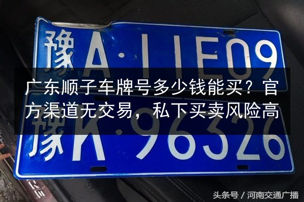 广东顺子车牌号多少钱能买？官方渠道无交易，私下买卖风险高 第3张