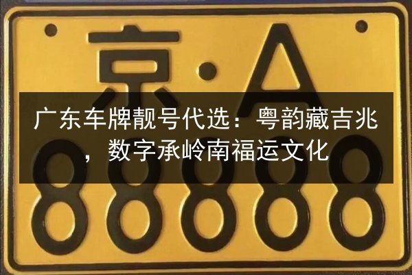 广东车牌靓号代选：粤韵藏吉兆，数字承岭南福运文化 第3张