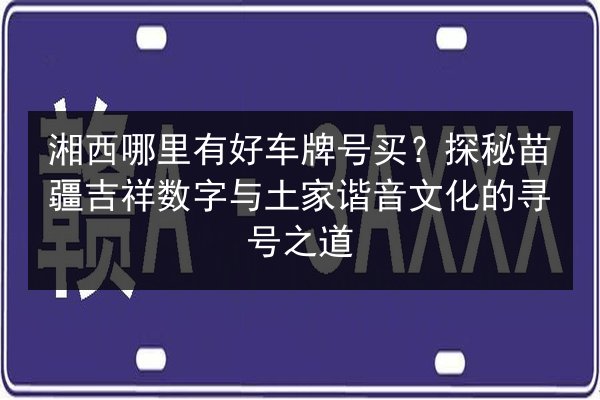 湘西哪里有好车牌号买?探秘苗疆吉祥数字与土家谐音文化的寻号之道 第3张 湘西哪里有好车牌号买?探秘苗疆吉祥数字与土家谐音文化的寻号之道 第3张