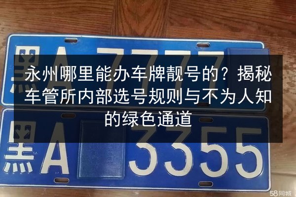 永州哪里能办车牌靓号的?揭秘车管所内部选号规则与不为人知的绿色通道 第2张 永州哪里能办车牌靓号的?揭秘车管所内部选号规则与不为人知的绿色通道 第2张