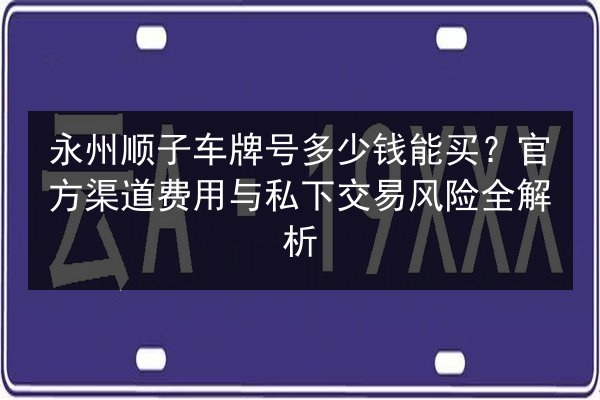 永州顺子车牌号多少钱能买？官方渠道费用与私下交易风险全解析 第2张