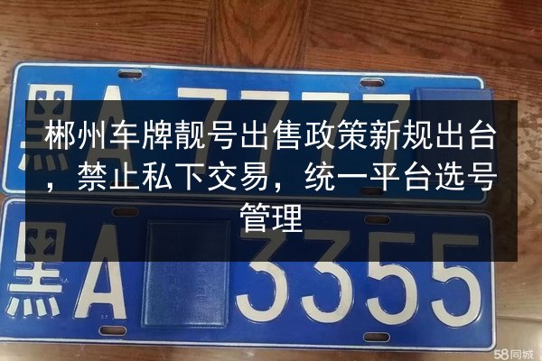 郴州车牌靓号出售政策新规出台,禁止私下交易,统一平台选号管理 第1张 郴州车牌靓号出售政策新规出台,禁止私下交易,统一平台选号管理 第1张