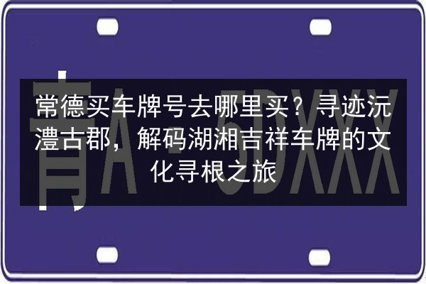 常德买车牌号去哪里买？寻迹沅澧古郡，解码湖湘吉祥车牌的文化寻根之旅 第2张