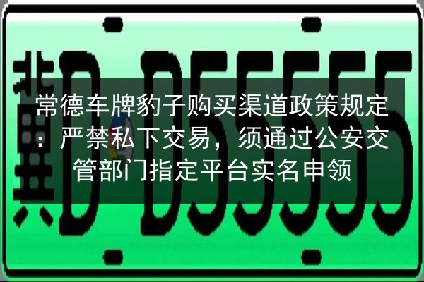 常德车牌豹子购买渠道政策规定：严禁私下交易，须通过公安交管部门指定平台实名申领