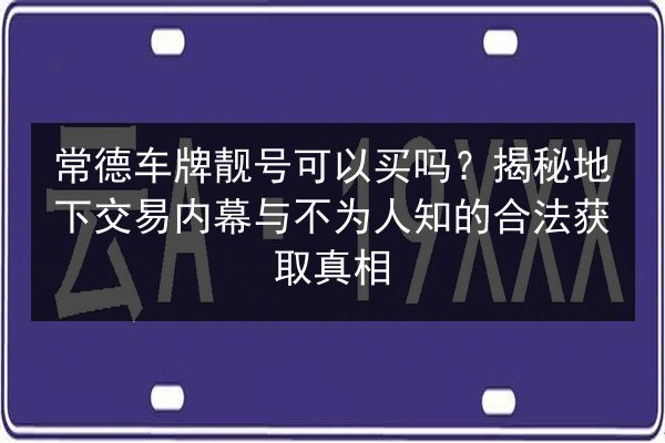 常德车牌靓号可以买吗?揭秘地下交易内幕与不为人知的合法获取真相 第2张 常德车牌靓号可以买吗?揭秘地下交易内幕与不为人知的合法获取真相 第2张