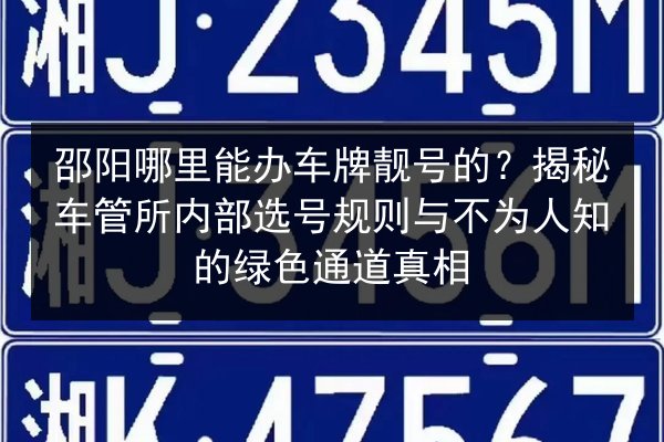 邵阳哪里能办车牌靓号的?揭秘车管所内部选号规则与不为人知的绿色通道真相 第3张 邵阳哪里能办车牌靓号的?揭秘车管所内部选号规则与不为人知的绿色通道真相 第3张