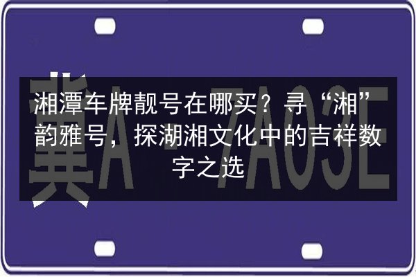 湘潭车牌靓号在哪买？寻“湘”韵雅号，探湖湘文化中的吉祥数字之选 第2张