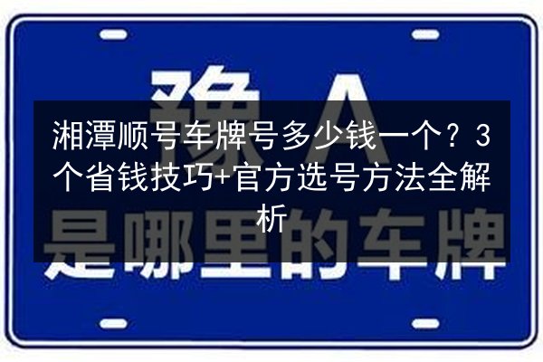 湘潭顺号车牌号多少钱一个？3个省钱技巧+官方选号方法全解析